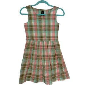 GapKids Plaid Cotton Dress Girls XL 12 Pink Mint Sleeveless Spring